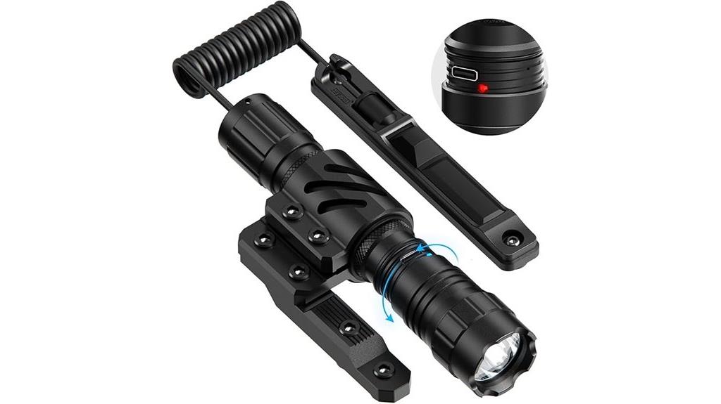 bright tactical flashlight with mount
