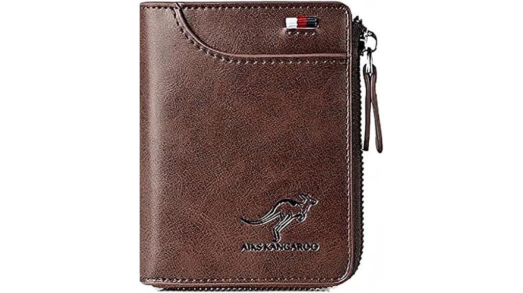 brown rfid blocking wallet