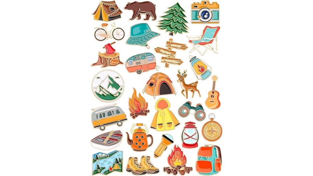 camping enamel brooch set