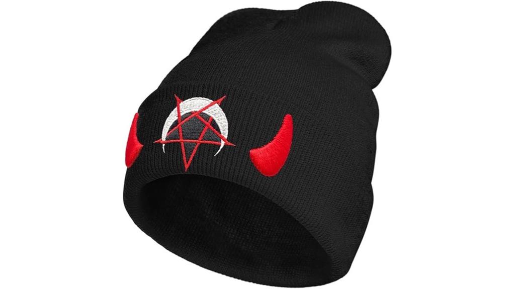 devil horn embroidered beanie