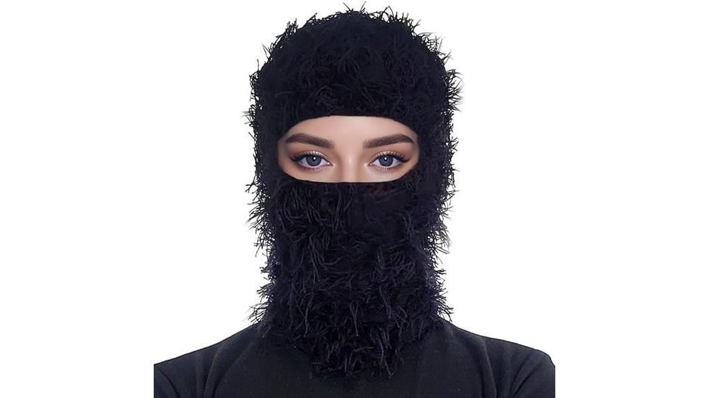 distressed knitted ski mask