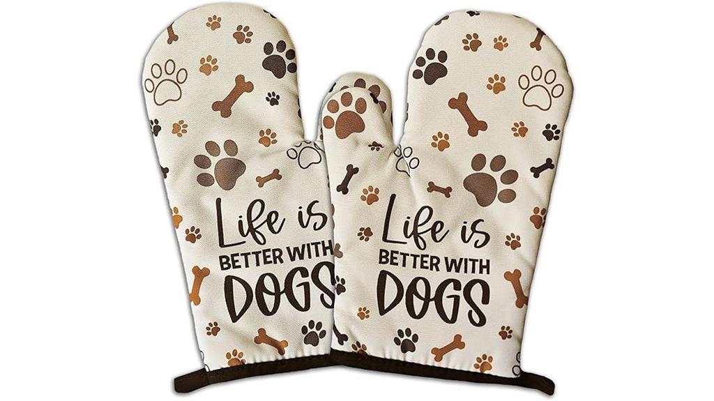 dog lover paw prints mitts