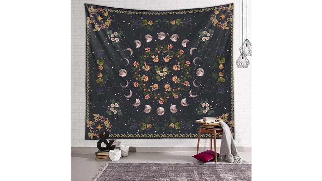 floral moon phase tapestry