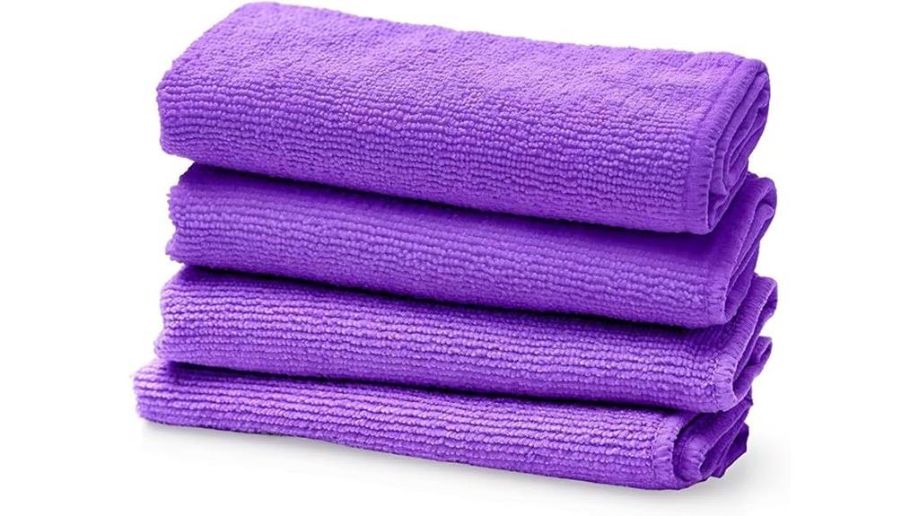 four microfiber cleaning cloths