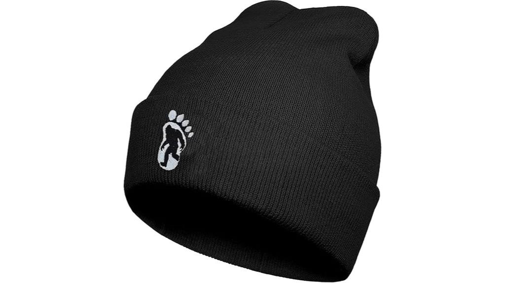 funny black embroidered beanie