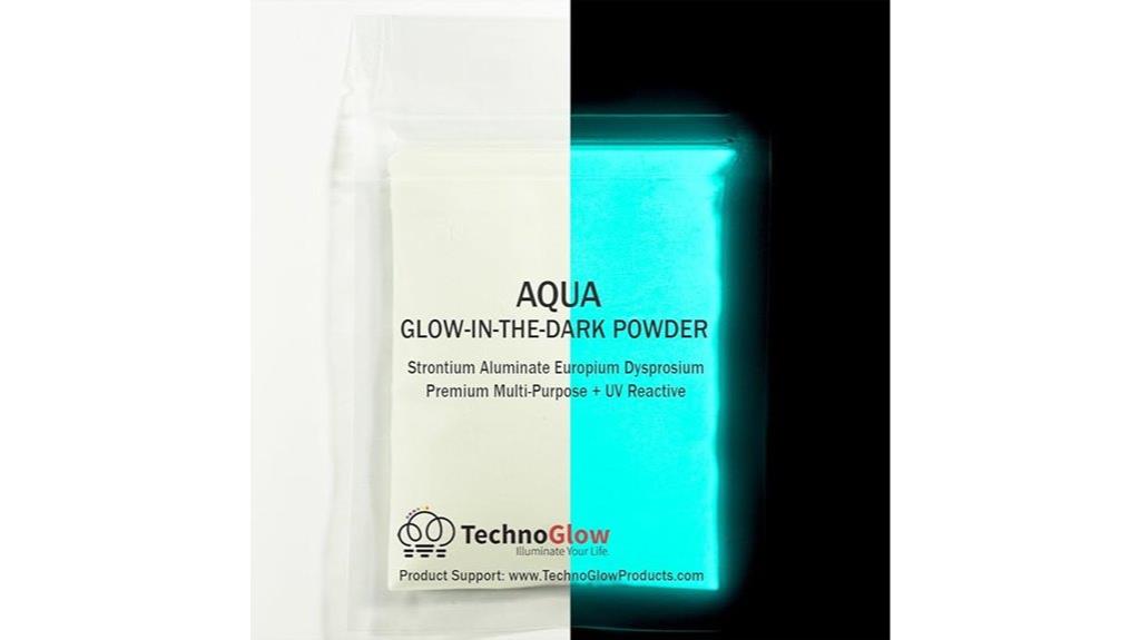 glow powder aqua color