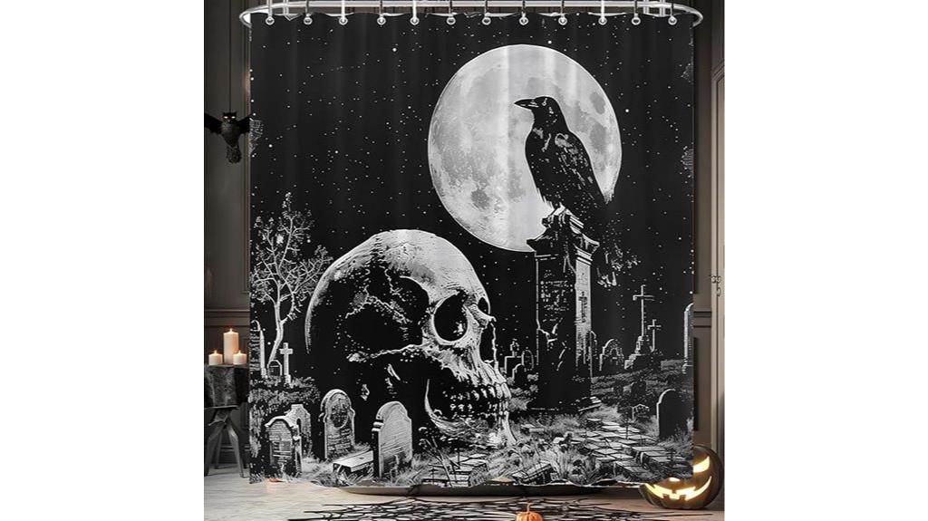 gothic skull cemetery curtain