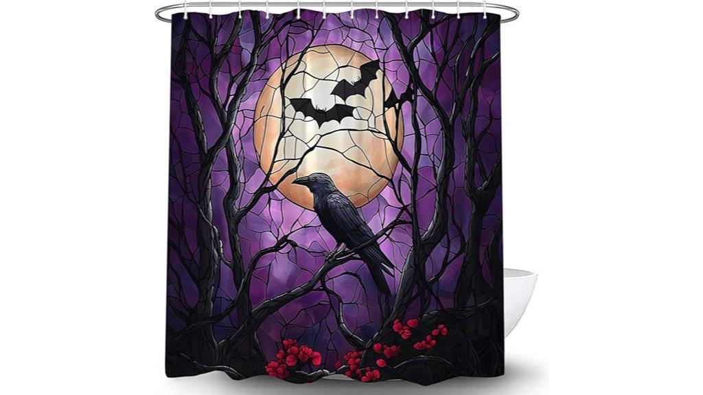 halloween bat moon curtain
