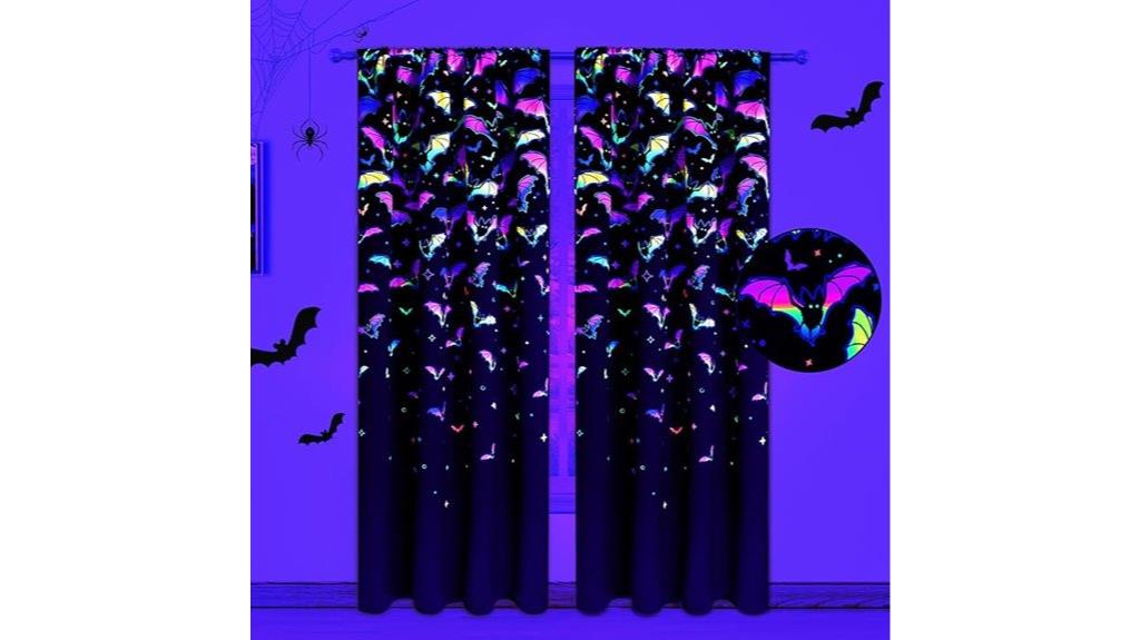 halloween bat window curtains