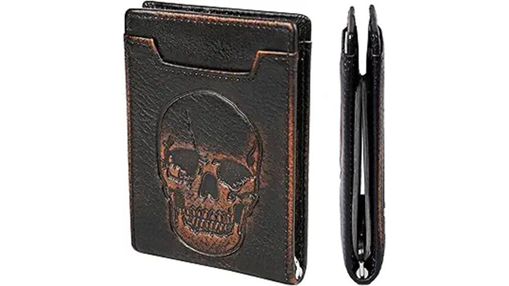 men s skull wallet with clip