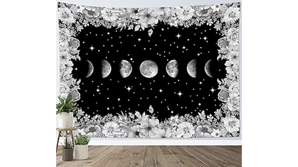 moon phase floral tapestry