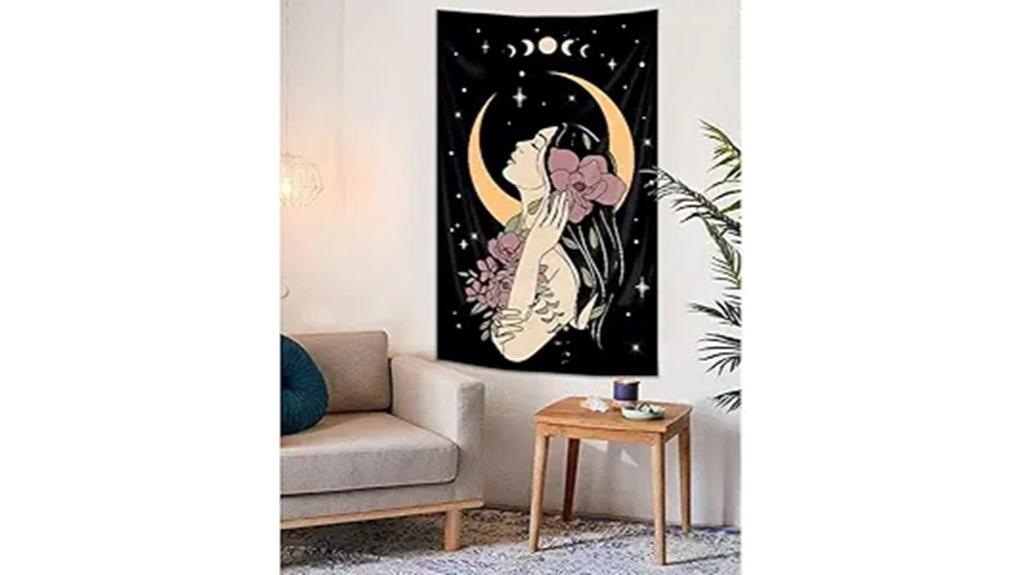 moon phase woman tapestry