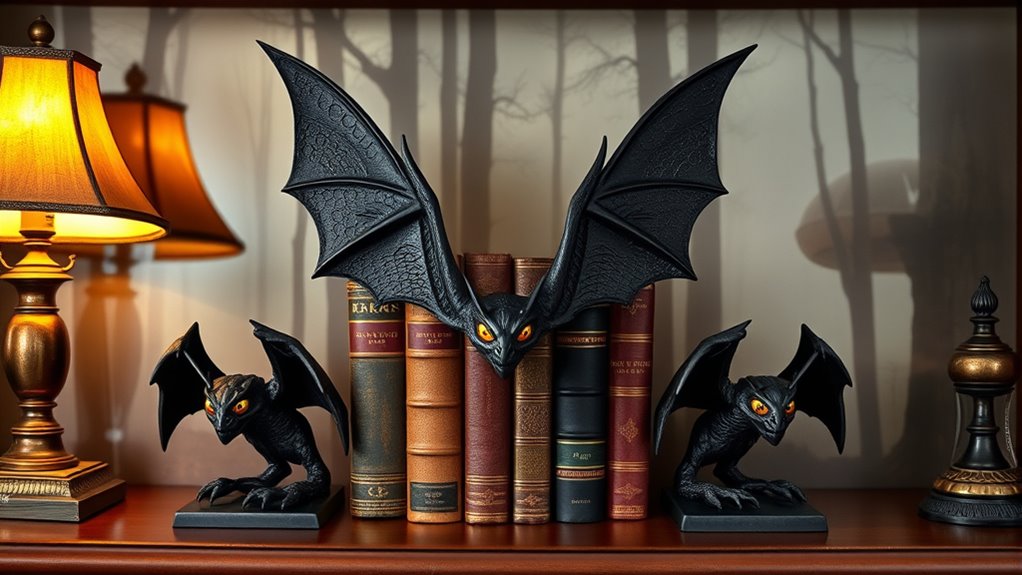 mothman themed bookshelf accessories
