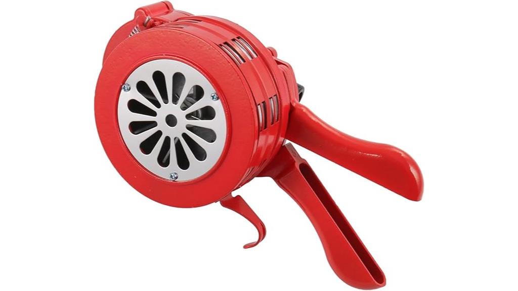 red portable manual siren