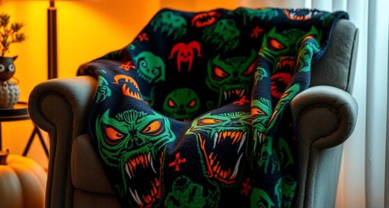 spooky monster fleece throws