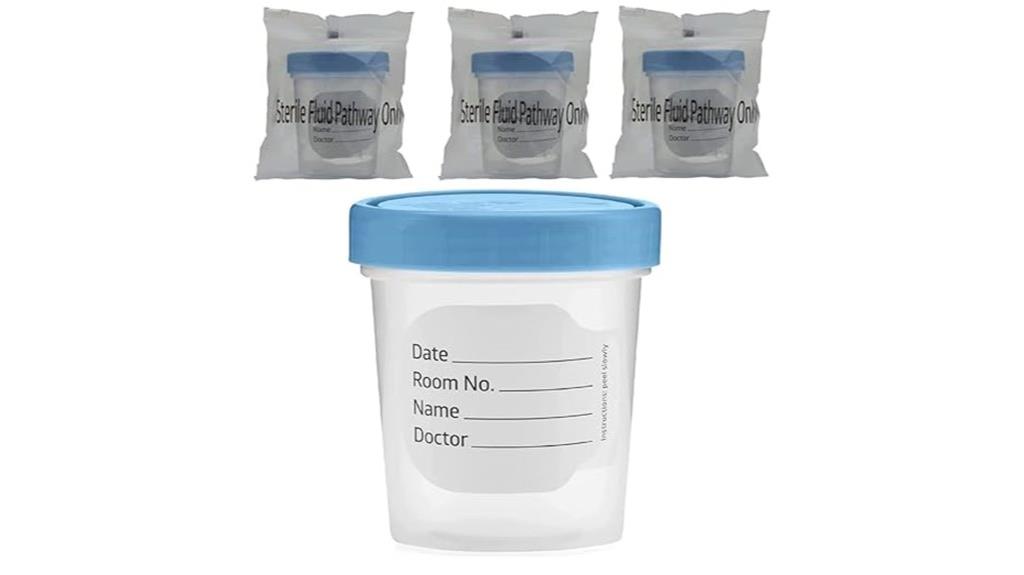 three 4oz sterile cups
