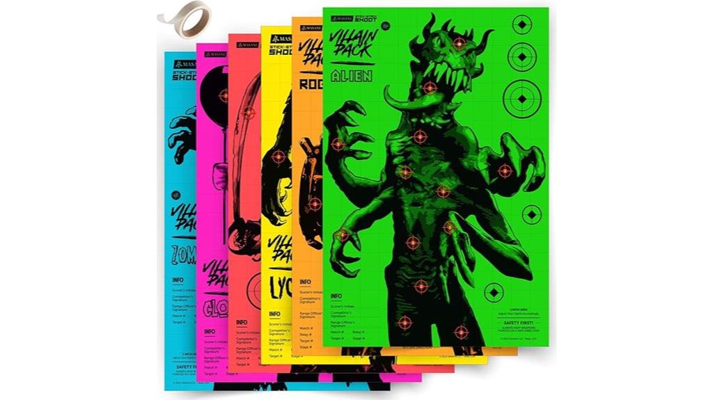 twelve paper shooting targets
