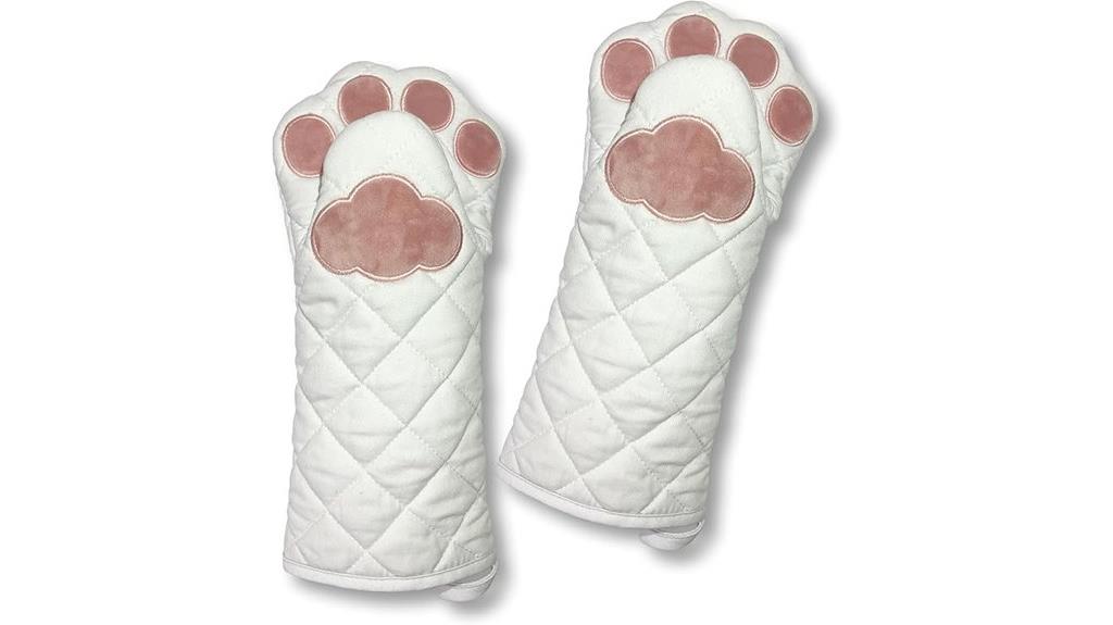 white thick heat resistant mitts