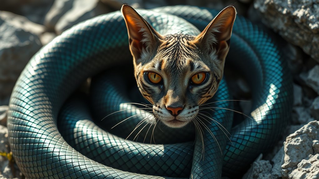 alpine lizard with feline face