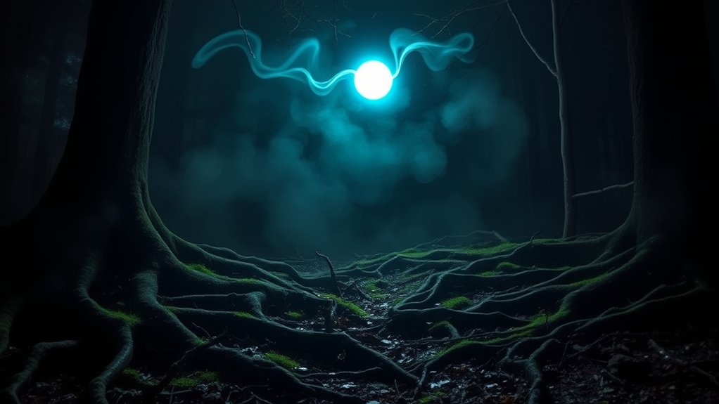 ghostly glowing wandering lights