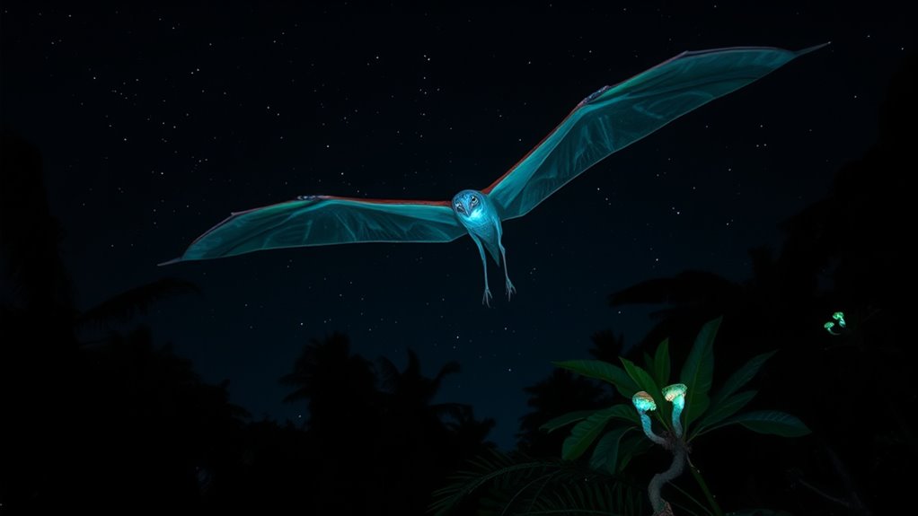 glowing prehistoric flying creature