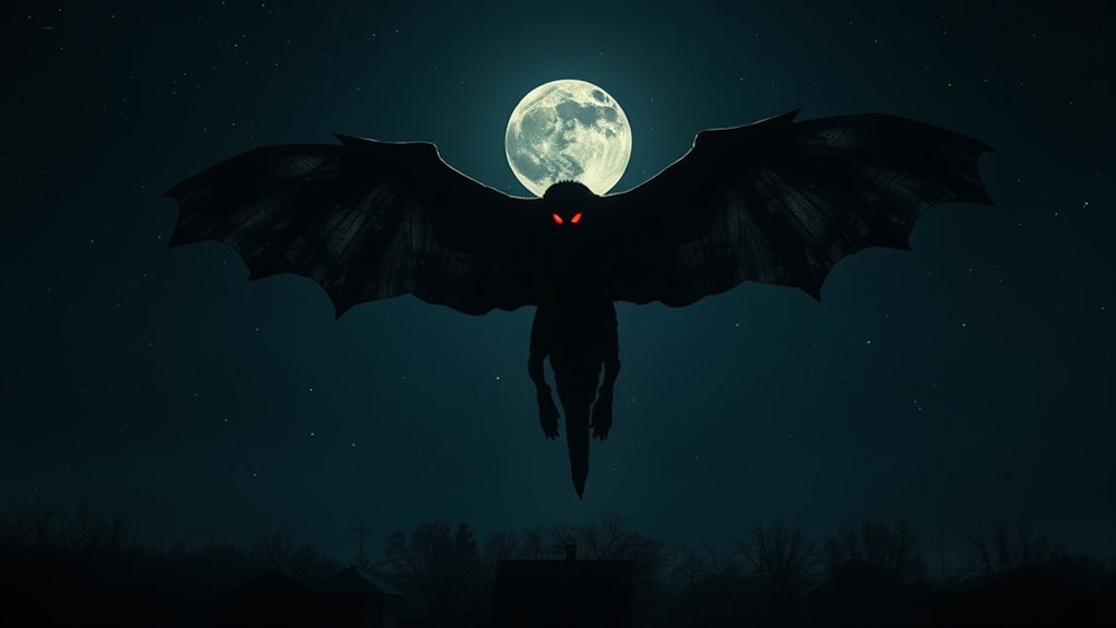 winged creature with glowing eyes