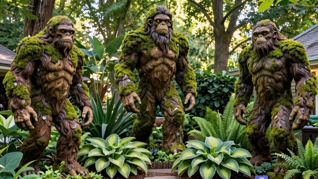 cryptid themed yard sculptures